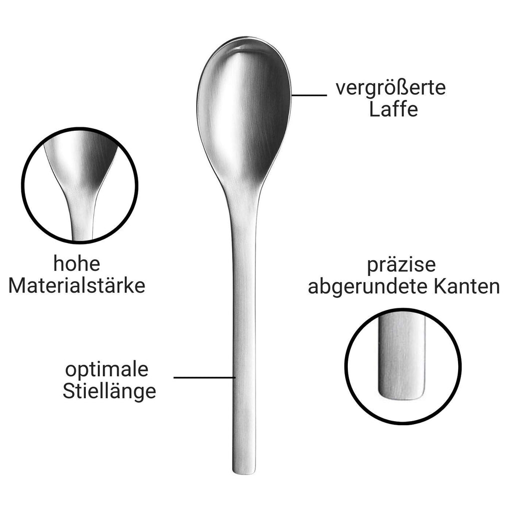 Puresigns Müslilöffel Set aus 18/10 Edelstahl, Matt-Finish, 2er Pack